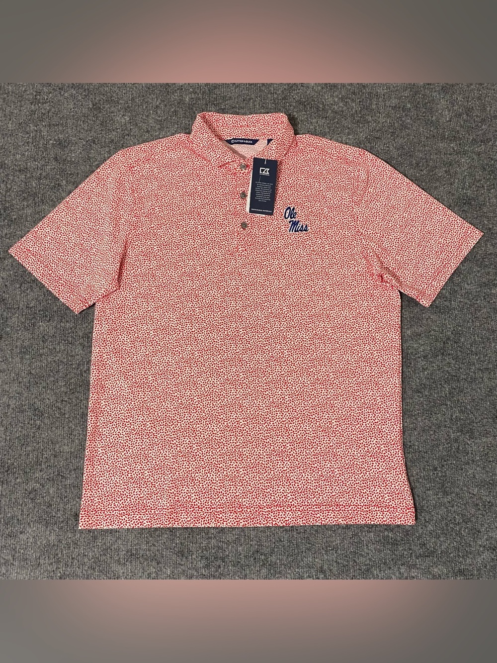 Ole Miss Rebels Cutter & Buck Virtue Eco Pique Floral Polo Mens M NWT - Picture 2 of 11